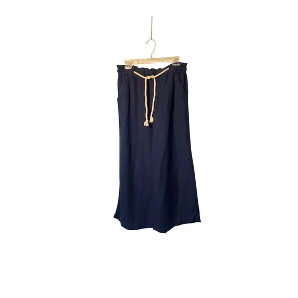 Loft women’s linen blend, navy blue nautical, style, wide, leg, Capri S/M - Picture 2 of 6